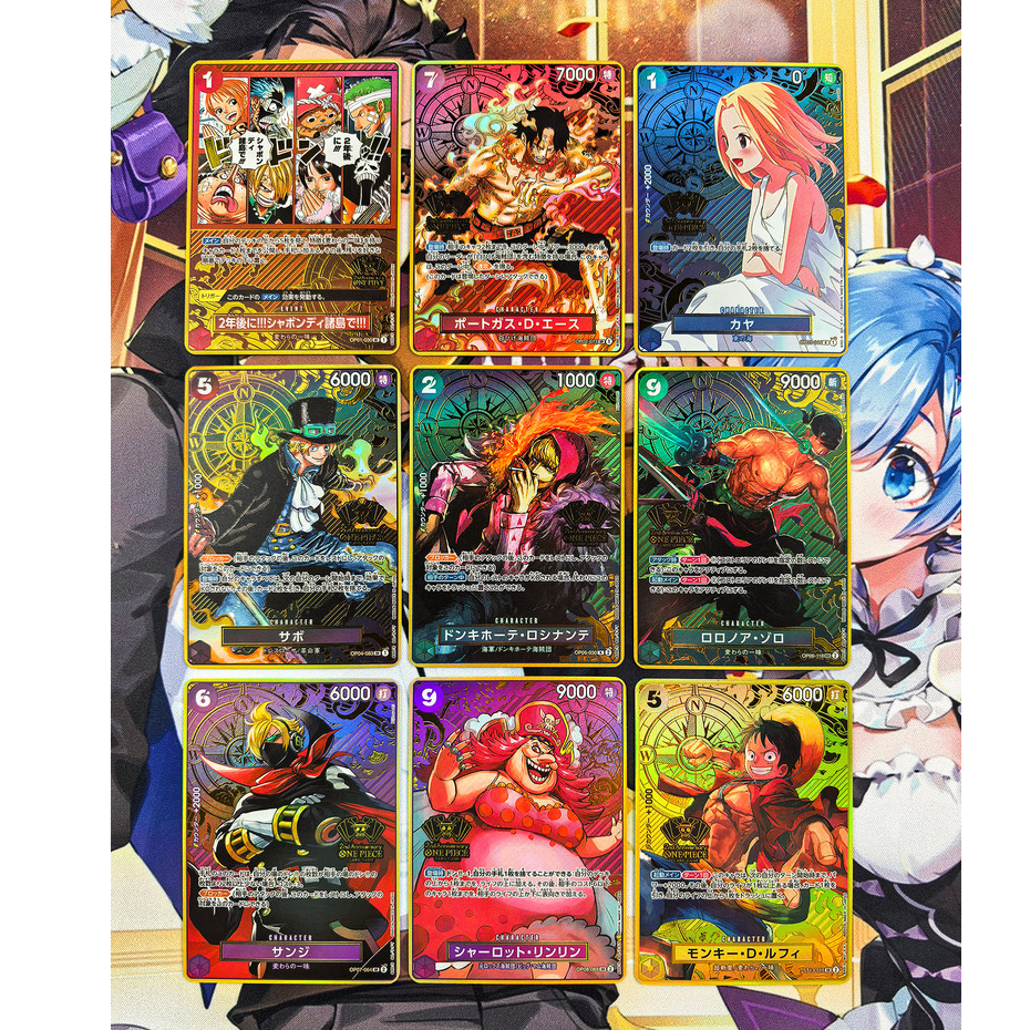 การ์ดวันพีซ กล่องของขวัญครบรอบ 2 ปีของญี่ปุ่น DIY Ace Zoro Sabo คอลเลกชันการ์ดครบชุด 9 ชิ้น