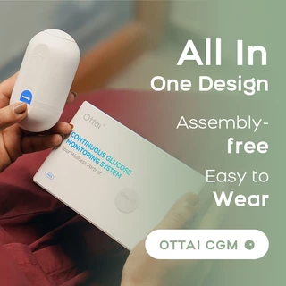 Ottai 2 ชุดเต็มชุด CGM อุปกรณ์เพื่อสุขภาพโรคเบาหวานเซ็นเซอร์กลูโคสไม่มีการเก็บนิ้ว