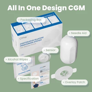 Ottai 2 ชุดเต็มชุด CGM อุปกรณ์เพื่อสุขภาพโรคเบาหวานเซ็นเซอร์กลูโคสไม่มีการเก็บนิ้ว
