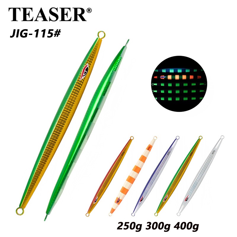 TEASER【J115】250g 300g 400g Raptor Phantom Extended Edition Slow Shake Jigging Lure Deep Sea เรือตกปลาปลอม UV Night Light ความเร็ว Sinking Jigs เหยื่อแผนที่ Subbait Jigging Lure