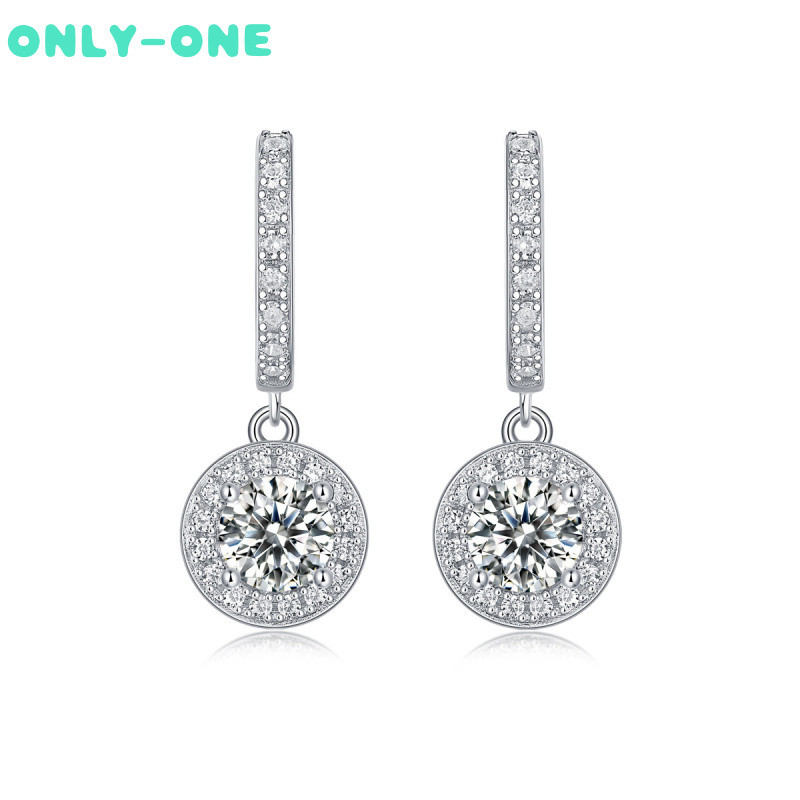 5 MM Round Cut Moissanite อัญมณี Drop ต่างหู 100% 925 เงินสเตอร์ลิงสําหรับผู้หญิงเครื่องประดับของขวั