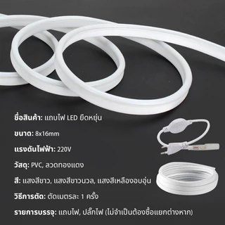 ⭐ไฟแถบนีออน LED ดัดงอได้ ยาว ⭐1/3/5/10/20/30 เมตร สีสันสดใส กันน้ำ กันฝน แรงดัน 220V ปลั๊กพร้อมใช้งาน 2 สีให้เลือก ตกแต่งบ้านสวยงามและทนทาน
