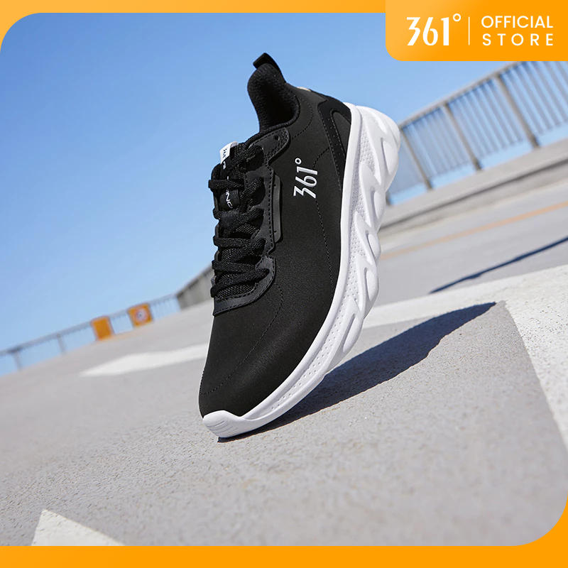 361 Degree Wave รองเท้าวิ่งสำหรับผู้ชายและผู้หญิง รองเท้าหนัง น้ำหนักเบา ดูดซับแรงกระแทก นุ่ม 672432