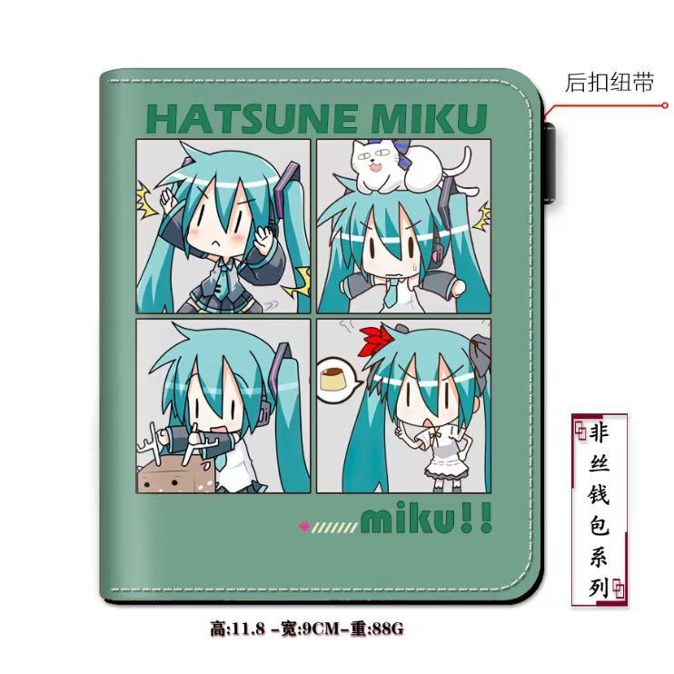 กระเป๋าสตางค์ ใบสั้น ลายการ์ตูนอนิเมะ Hatsune Miku สําหรับผู้ชาย