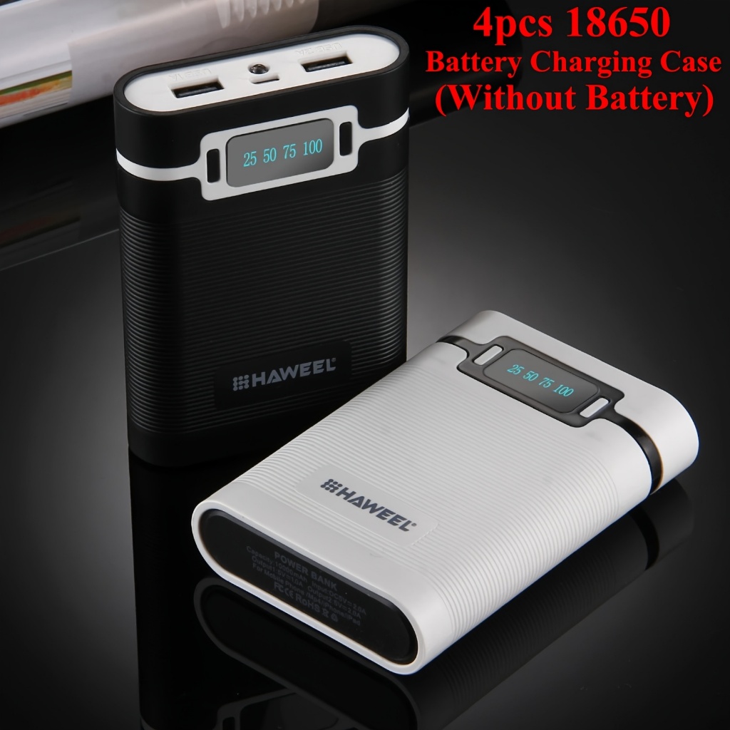 กล่องชาร์จแบตเตอรี่ 18650 4 ส่วนพร้อมเปลือกเคสพลังงานมือถือ (ไม่มีแบตเตอรี่)