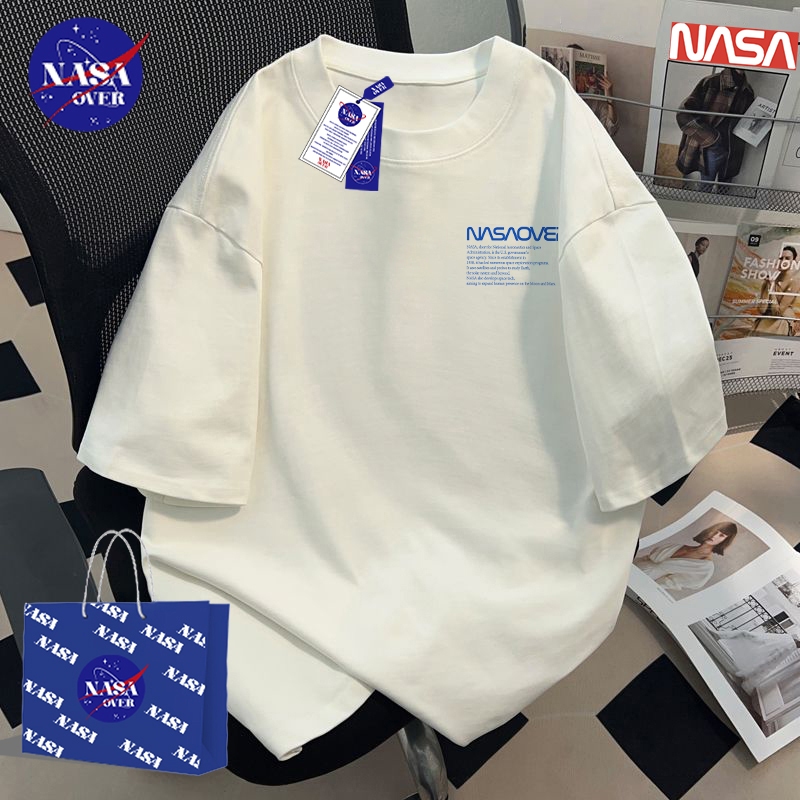 【พร้อมส่ง】🔥NASA ผ้าฝ้ายแท้100% เสื้อ ใส่ได้ทั้งชายหญิง ลายพิมพ์ตัวอักษรแฟชั่น 🔤 ทรงโอเวอร์ไซส์ แขนสั้นYG408
