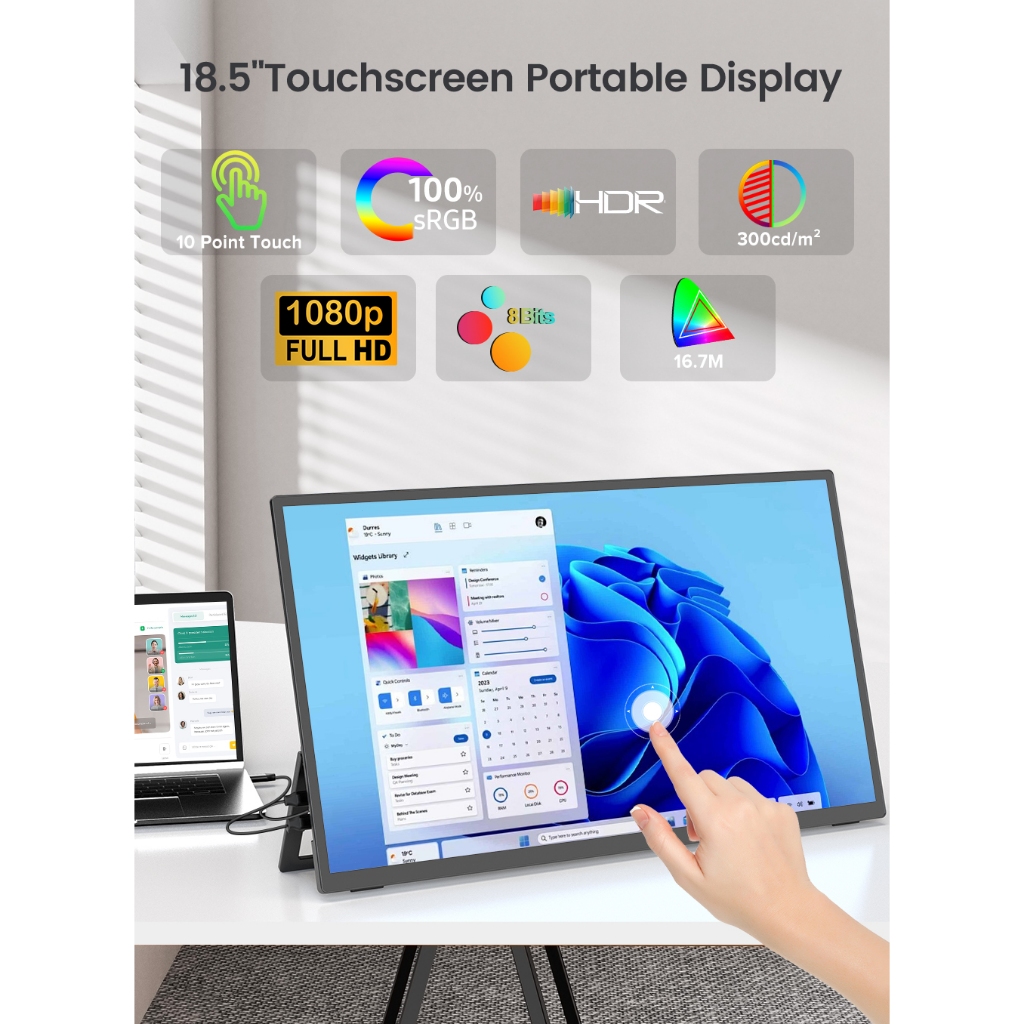 UPERFECT, 18.5 120Hz, sRGB 100%, 1080P HDR พร้อมจอคอมพิวเตอร์แล็ปท็อปหน้าจอสัมผัสสําหรับสวิตช์, Play