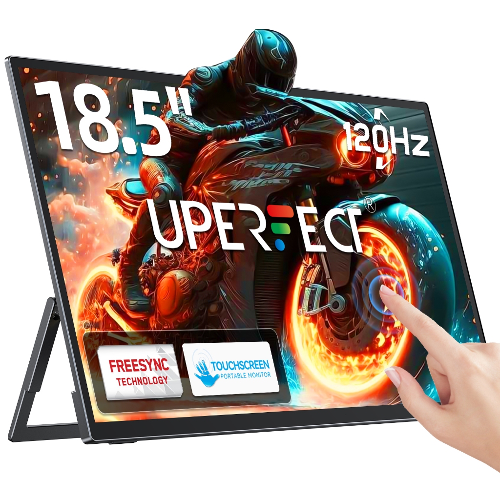 UPERFECT 18.5 จอภาพแบบพกพา 1080P หน้าจอสัมผัสสําหรับเล่นเกม 120Hz จอแสดงผล Freeync สําหรับสวิตช์ PS5