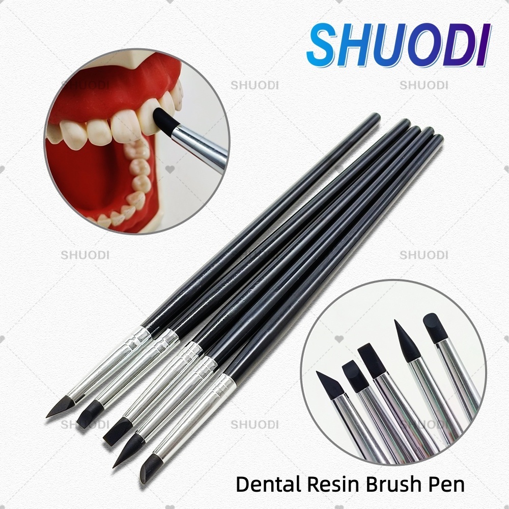5 ชิ้น/เซ็ตทันตกรรมเรซิ่นแปรงปากกา Shaping ซิลิโคนหัวนุ่มกาวเครื่องมือสําหรับ Porcelain ฟันคอมโพสิตซีเมนต์ทันตกรรมเครื่องมือ