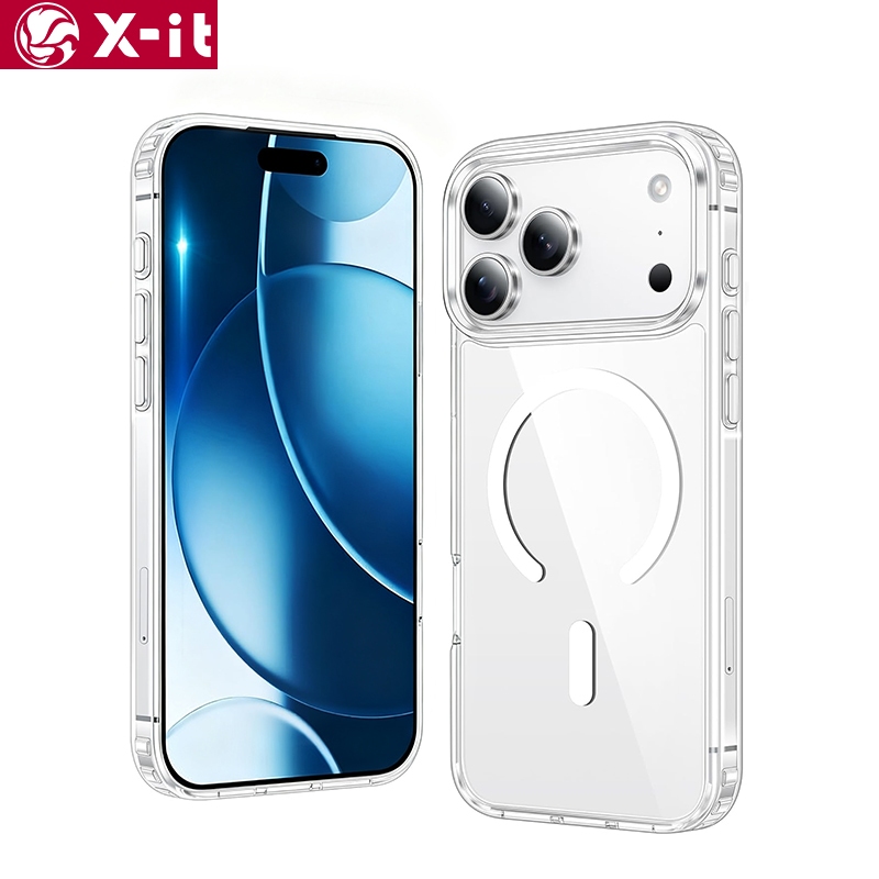 X-IT เคสแม่เหล็กสําหรับ iPhone 11 12 13 14 15 16 16e 17 Air Pro Max, กันกระแทกโทรศัพท์ฝาครอบกันชน, Anti-Scratch Clear Back (ใส)
