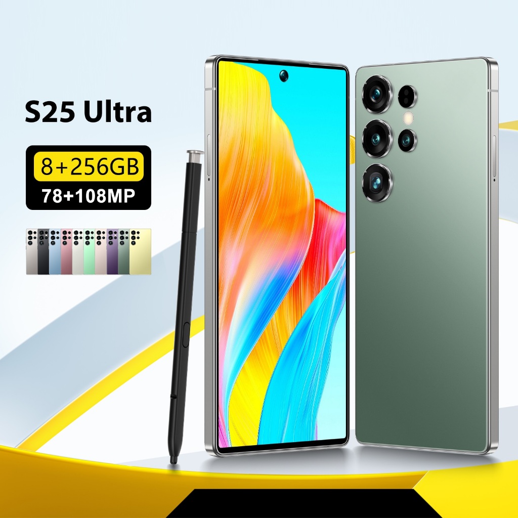 4G/5G สมาร์ทโฟน S16-S25 Ultra 6.8 นิ้วเต็มหน้าจอหน่วยความจําขนาดใหญ่ 8GB + 256GB แบตเตอรี่ 7800mAh ใ
