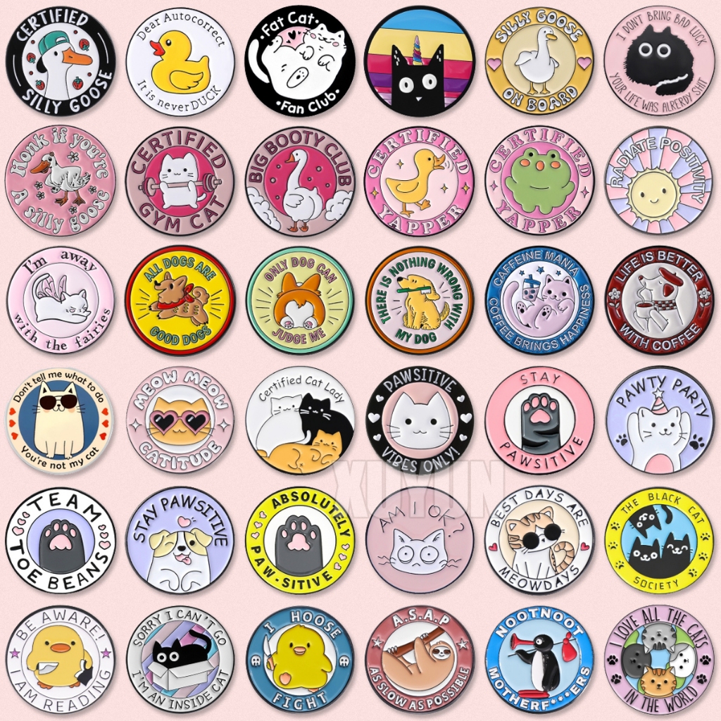 สัตว์น่ารักรอบเคลือบ Pins Cat Paw Cafe Badge สุนัขลูกแมวเป็ดเข็มกลัดเสื้อผ้ากระเป๋าอุปกรณ์เสริมเครื่องประดับของขวัญ