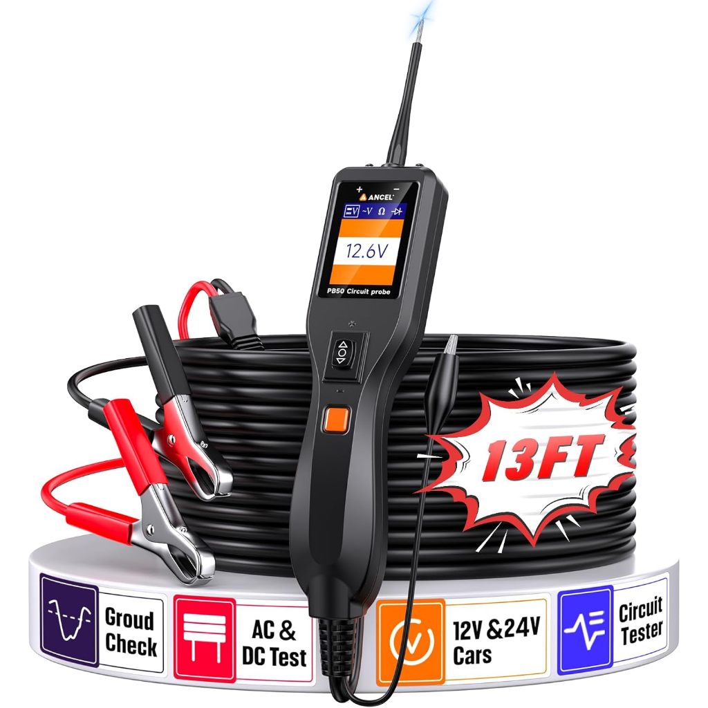 Ancel PB50 เครื่องทดสอบแรงดันไฟฟ้า 12V 24V เครื่องทดสอบวงจรรถยนต์ ปากกาทดสอบวงจรไฟฟ้า สําหรับ AC DC