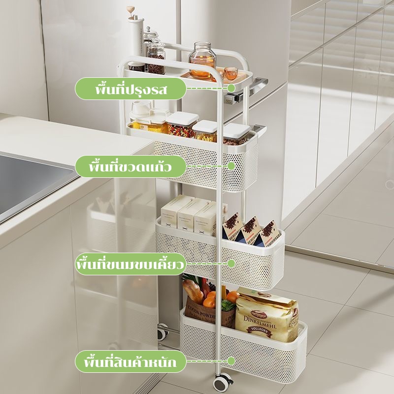Simplejoy ชั้นวางของในครัวมีล้อ 3/4/5 ชั้น รถเข็นเข้ามุม เคลื่อนย้ายสะดวก ไม่ต้องติดตั้ง แข็งแรง ทนทาน ราคา ถูกที่สุด ดีลบีเคเค แกลเลอรีภาพที่ 3