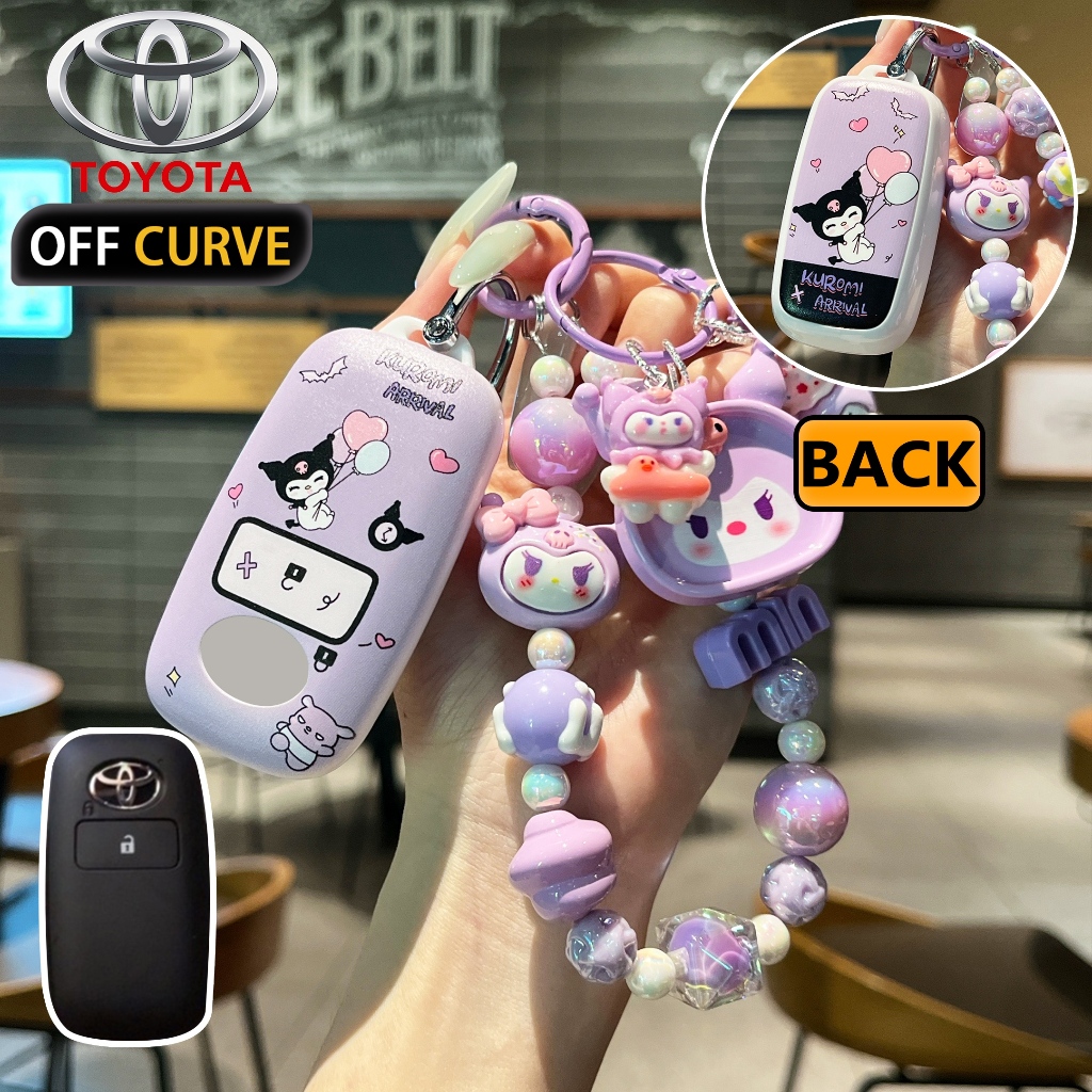 Toyota Kuromi Sanrio ฝาครอบกุญแจรถสําหรับ Yaris / Corolla / Levin / Highlander  รีโมทกุญแจรถ TPU ป้องกันปลอกอุปกรณ์เสริม