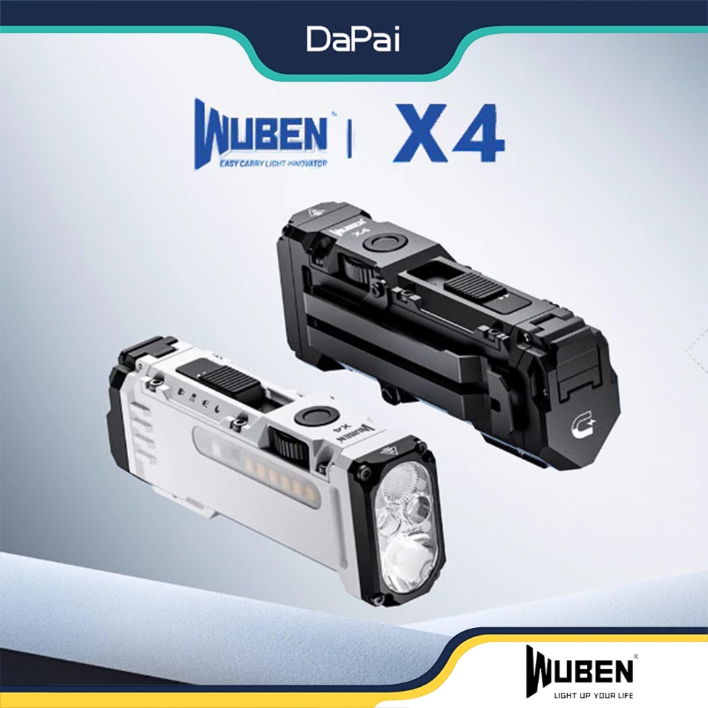 WUBEN X4 ไฟฉาย 1500 Lumens พร้อมแบตเตอรี่ 3400mAh ชาร์จ USB-C ขนาดพกพา สำหรับใช้งานบนสายคล้อง ключch