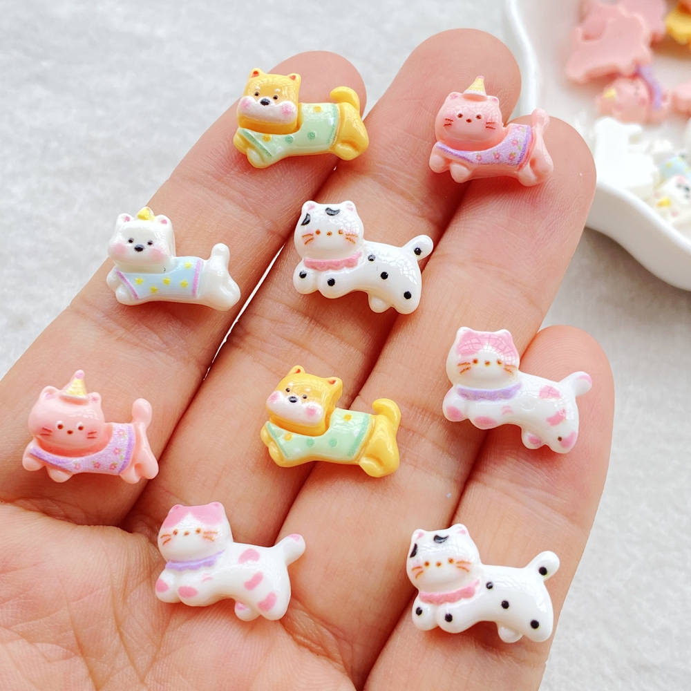 20ชิ้นน่ารักมินิการ์ตูนสัตว์ลูกสุนัข-รูปปั้นหลังแบนสําหรับเล็บ,สมุดภาพ,ตกแต่งงานแต่งงาน,เครื่องประดับทํา,อุปกรณ์งานฝีมือ
