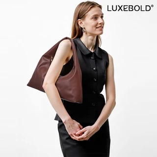 LUXEBOLD กระเป๋าสะพายไหล่ กระเป๋าเว้นแขนได้ หนังมิ่น เรียบง่าย ซิปปิด จุของได้เยอะ ผู้หญิง