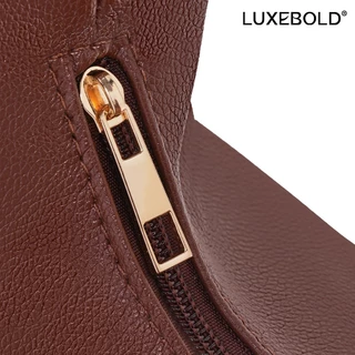 LUXEBOLD กระเป๋าสะพายไหล่ กระเป๋าเว้นแขนได้ หนังมิ่น เรียบง่าย ซิปปิด จุของได้เยอะ ผู้หญิง