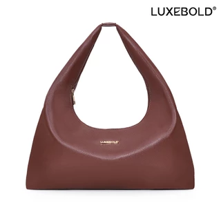 LUXEBOLD กระเป๋าสะพายไหล่ กระเป๋าเว้นแขนได้ หนังมิ่น เรียบง่าย ซิปปิด จุของได้เยอะ ผู้หญิง