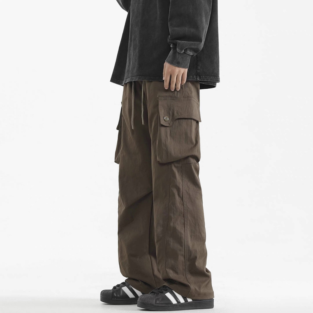 B&R กางเกงลำลองสำหรับผู้ชาย ความจุกระเป๋าขนาดใหญ่ เอวยางยืด หลวมและหล่อ ระบายอากาศได้สะดวกสบาย - รูปที่ 3