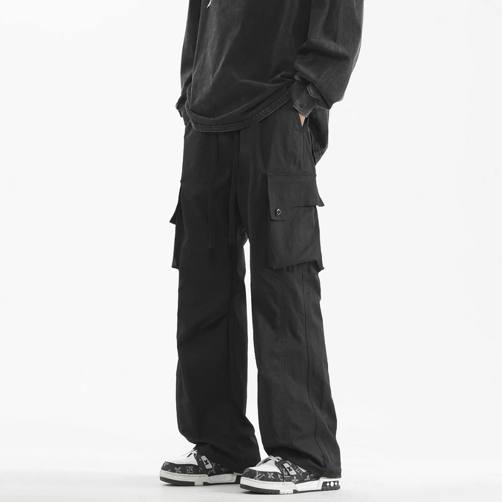 B&R กางเกงลำลองสำหรับผู้ชาย ความจุกระเป๋าขนาดใหญ่ เอวยางยืด หลวมและหล่อ ระบายอากาศได้สะดวกสบาย - รูปที่ 2