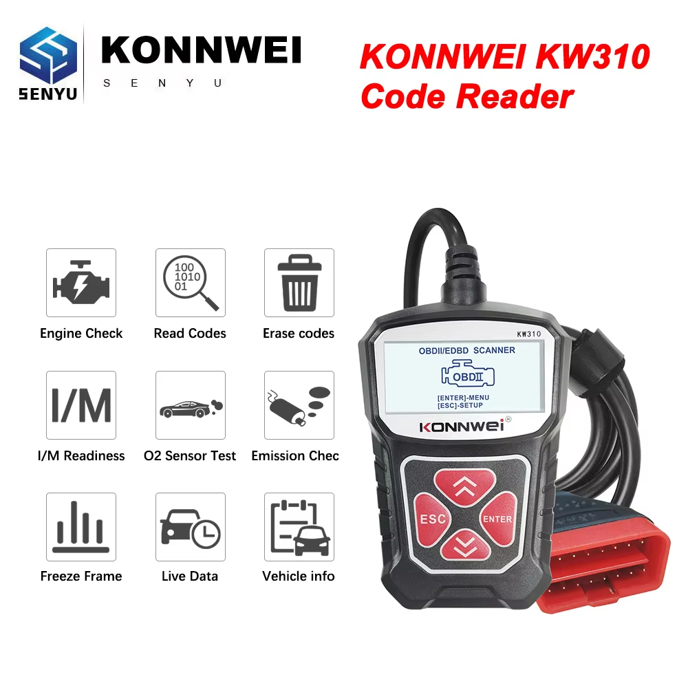 Konnwei KW310 OBD2 เครื่องสแกนเนอร์ เช็คไฟเครื่องยนต์ เครื่องอ่านโค้ด ลบโค้ดผิด ฟังก์ชั่น OBDII แบบ เต็ม