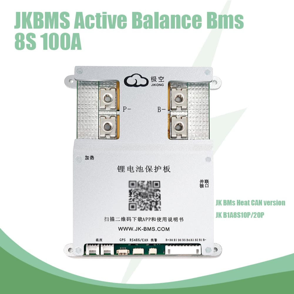 【JK BMS】 8S-24S 100A-300A พร้อมสวิตช์ LiFePO4 12V/24V 8S-24S Active Balancing JK BMS 40A-200A กระแสไ