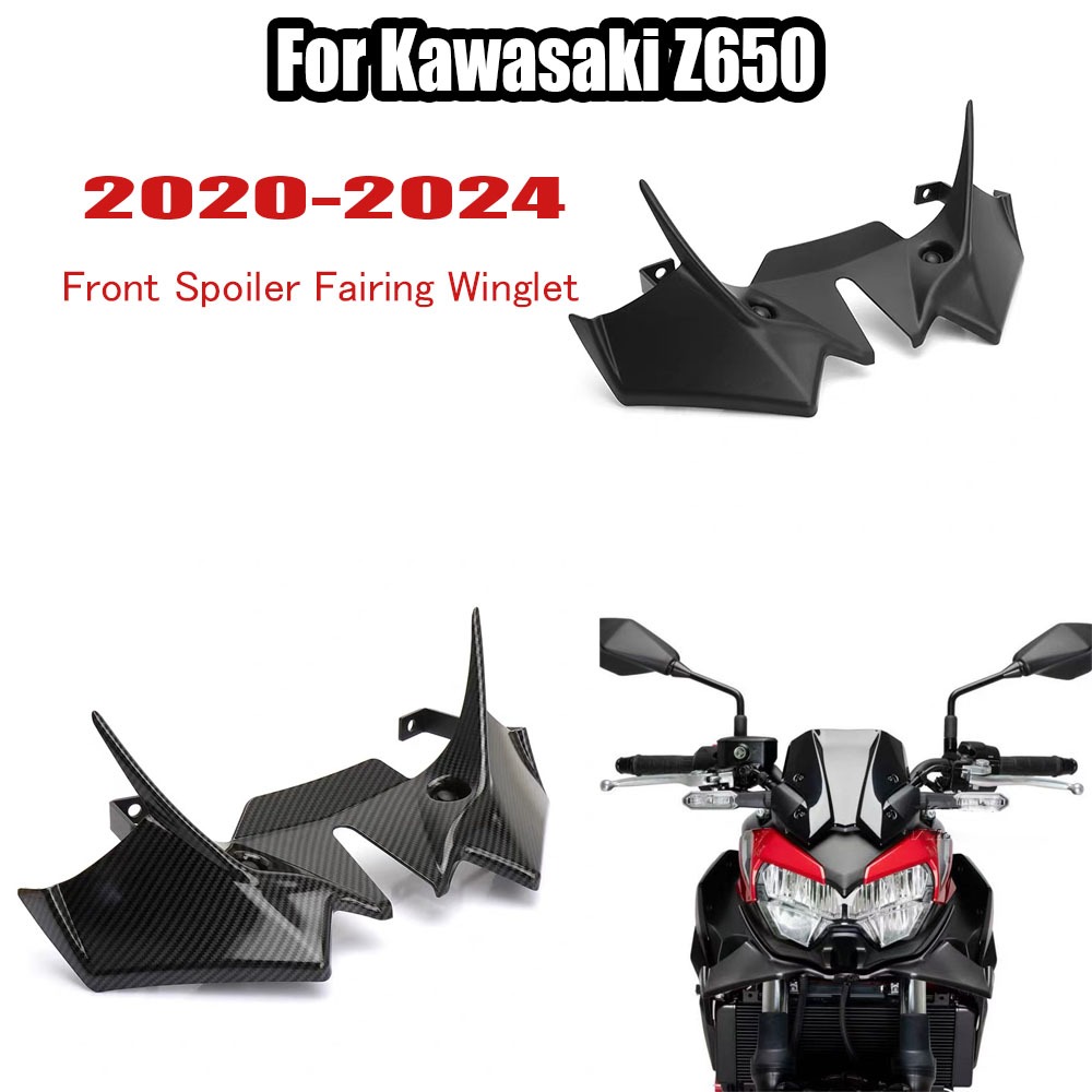 สําหรับ Kawasaki Z650 Z 650 Z650 2021 2022 2023 2024 อุปกรณ์เสริมรถจักรยานยนต์สปอยเลอร์ด้านหน้า Fairing Winglet Aerodynamic Wing Cover