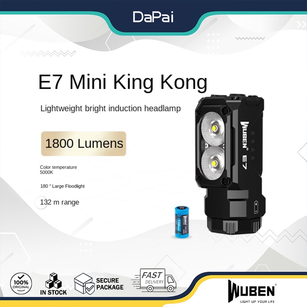 Wuben E7 ไฟฉาย ความสว่าง 1800 Lumens พร้อมฐานแม่เหล็กและแบตเตอรี่ 1100mAh ทนทาน.IP68