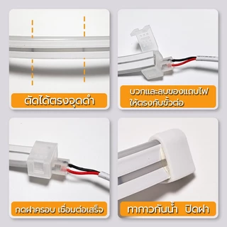 ไฟเส้นนีออนเฟล็ก ไฟเส้นLED Neon flex แบ่งขาย5M 10M 20M 2835 12V 220V ไฟท่อ ปีใหม่ ประดับตกแต่ง IP67 พร้อมปลั๊กสวิตช์ Light strip ตกแต่งสวน