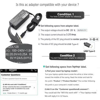 สําหรับ 65W Lenovo แล็ปท็อปชาร์จ USB C ใช้งานร่วมกับ Lenovo ThinkPad T480s T580s T490 E480 E580 Chromebook C330 S330 300e 500e โยคะ C930 C940 แหล่งจ่ายไฟอะแดปเตอร์สายไฟ