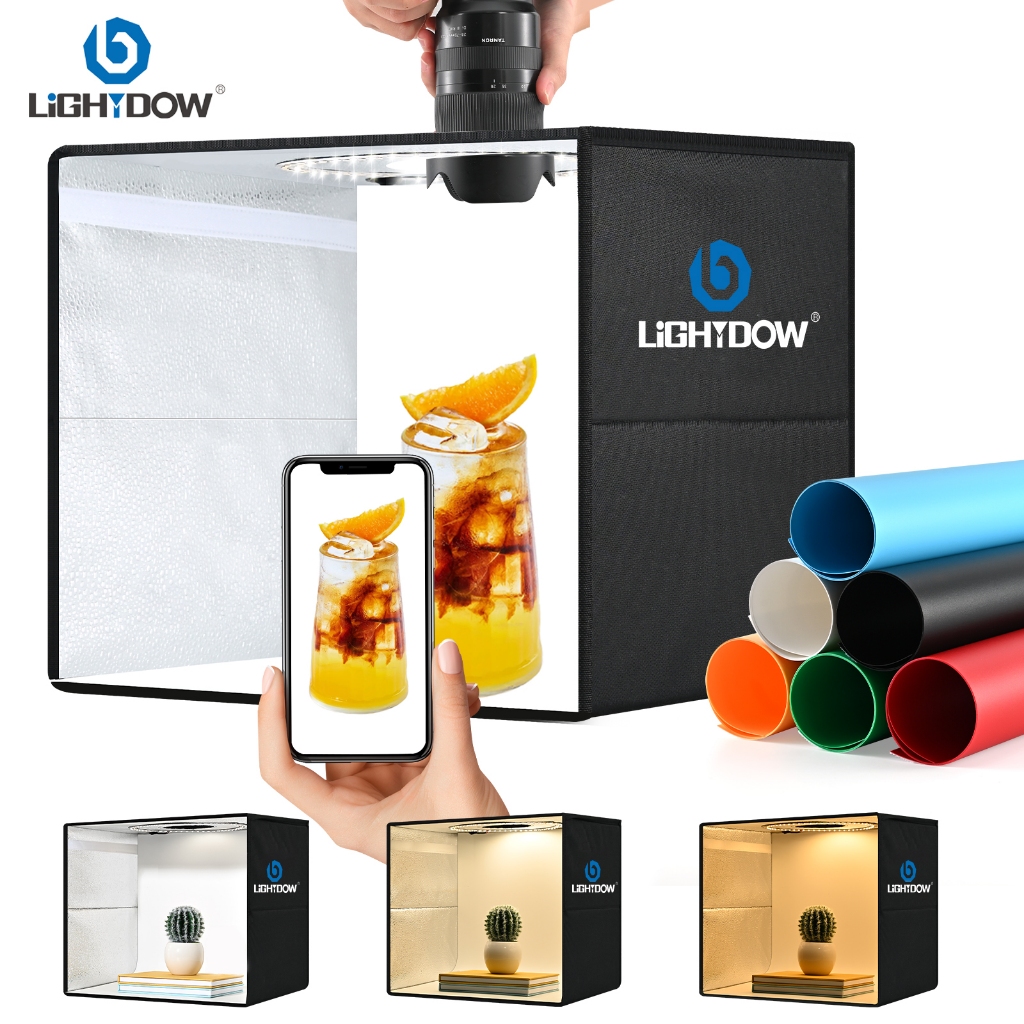 Lightdow 25 ซม.สตูดิโอกล่อง2025 พับ LED Photo Box Mini Soft-Box Light เต็นท์แบบพกพาสตูดิโอถ่ายภาพสําหรับผลิตภัณฑ์ยิงขนาดกะทัดรัดเต็นท์สําหรับเครื่องประดับและสินค้าขนาดเล็ก