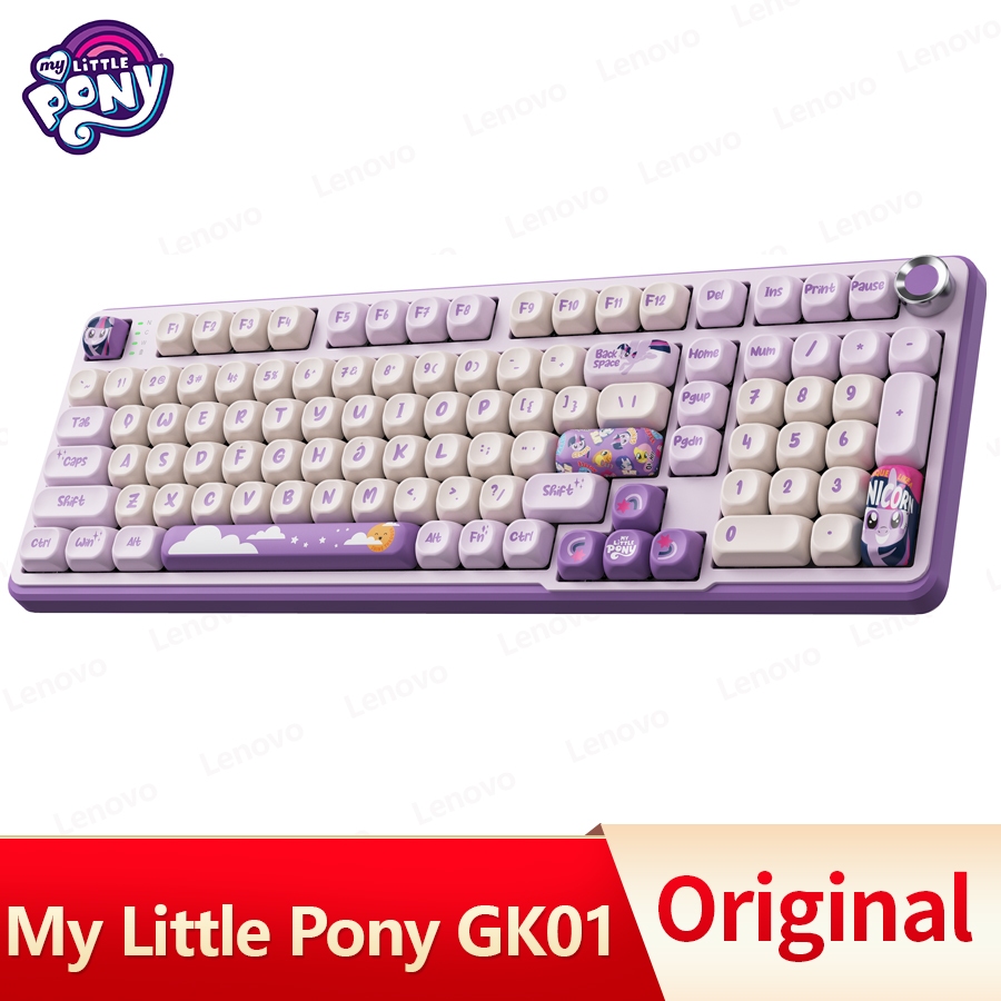 My Little Pony GK01 Mechanical Keyboard คีย์บอร์ดเกมมิ่งมีไฟแบ็คไลท์ RGB 101 ปุ่ม คีย์บอร์ดไร้สาย เชื่อมต่อได้ 3 ระบบ