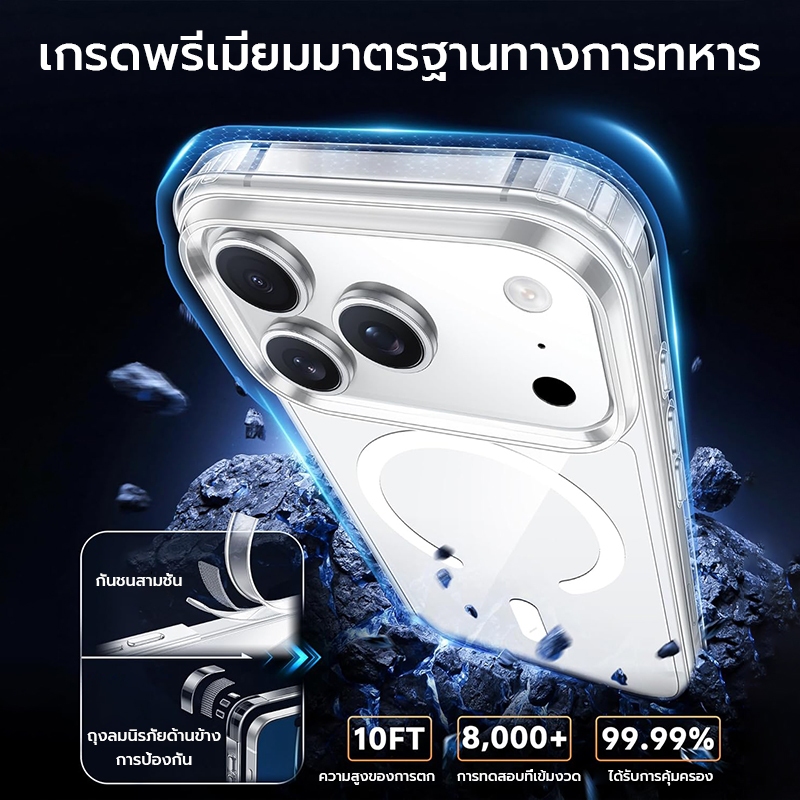 X-IT เคสแม่เหล็กสําหรับ iPhone 11 12 13 14 15 16 16e 17 Air Pro Max, กันกระแทกโทรศัพท์ฝาครอบกันชน, Anti-Scratch Clear Back (ใส) - ภาพย่อย 5