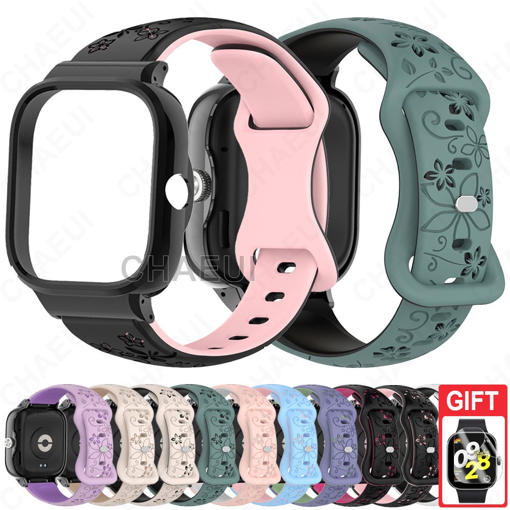 สร้อยข้อมือซิลิโคนพร้อมเคส Slim Strap Double Color Band อุปกรณ์เสริมสําหรับ Redmi Watch 6 5 4 3 Active 2 Lite / Mi Watch Lite