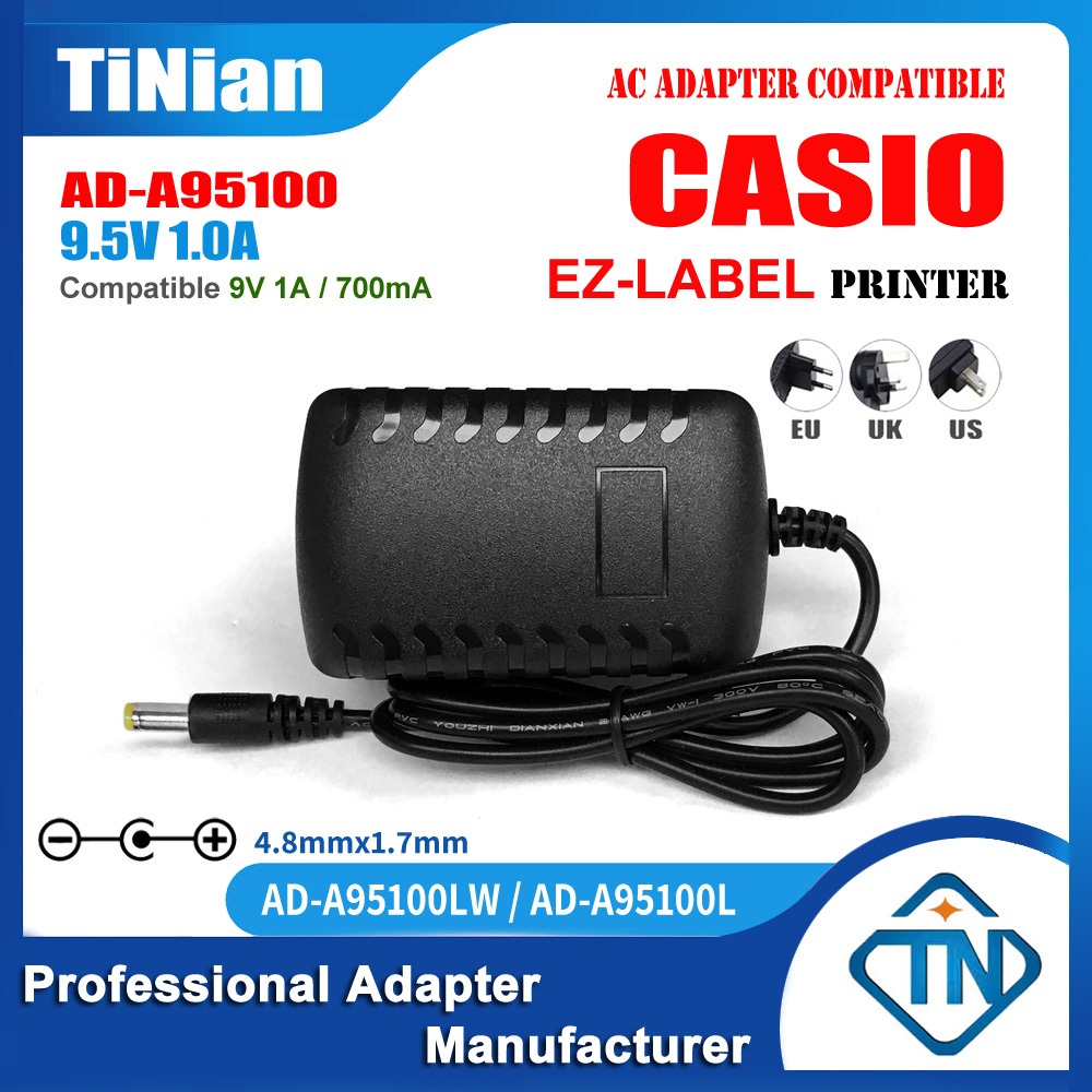 9.5V 1A อะแดปเตอร์ AC/DC AD-A95100 AD-A95100IJ สําหรับ CASIO C700 KL-120TH KL-130 KL-200E KL-750 KL-