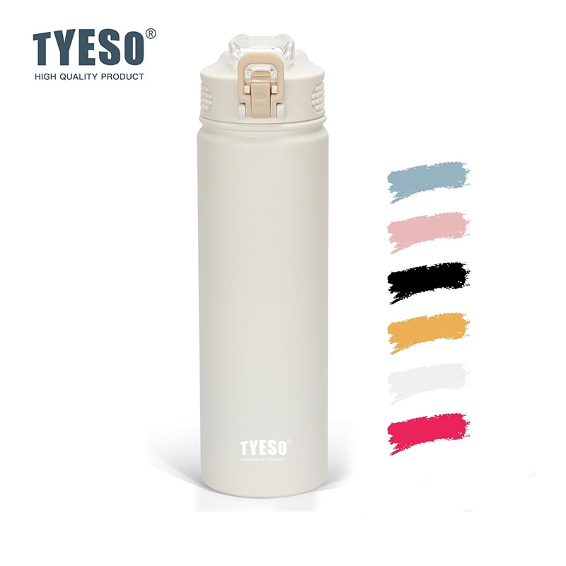 TYESO ขวดน้ำเก็บความเย็น-ร้อน 600/750ML แก้วน้ำสุญญากาศ มีหลอด กันรั่ว พกพาง่าย น้ำหนักเบา ใส่ในรถได้ เหมาะสำหรับกีฬา/ทำงาน/โรงเรียน รุ่น 8771C/8770C