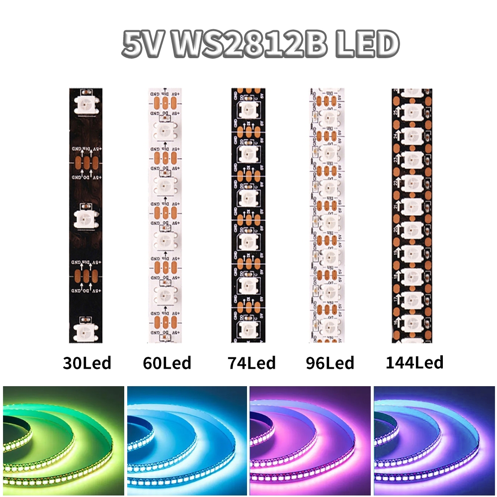 DC5V WS2812B WS2812 30/60/74/96/144leds/M ไฟ Led Strip SMD50 RGB สําหรับตกแต่งห้องแสง