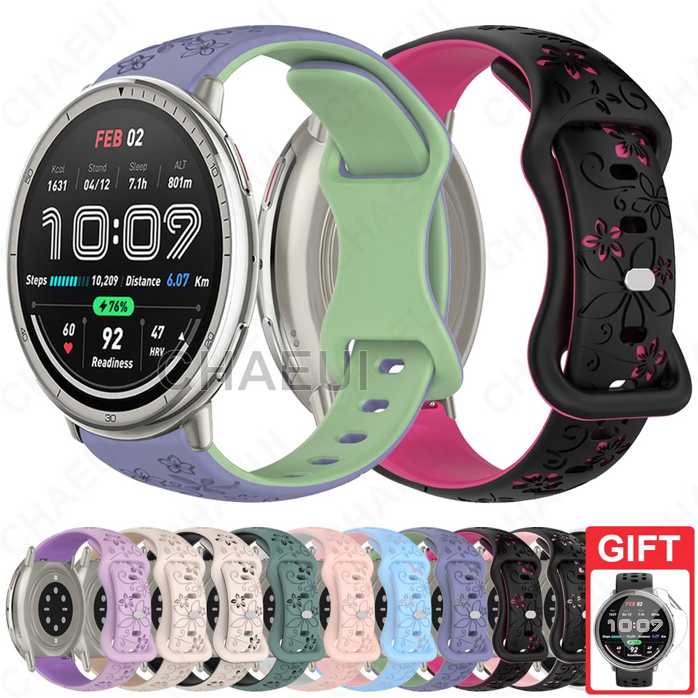 สร้อยข้อมือซิลิโคนสายรัดบางอุปกรณ์เสริมวงสีคู่สําหรับ Amazfit Active 2 / Active Max / Active 3 Premium