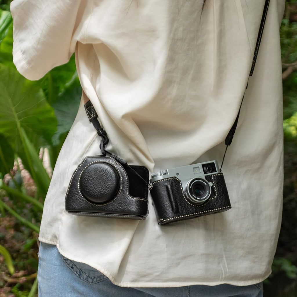 เคส x-ครึ่ง/X-HF1, เคสกล้องหนัง PU สําหรับกล้อง Mirrorless fujifilm x ครึ่ง, เคสป้องกันพร้อมสายสะพายไหล่ปรับได้, ฝาครอบความงาม