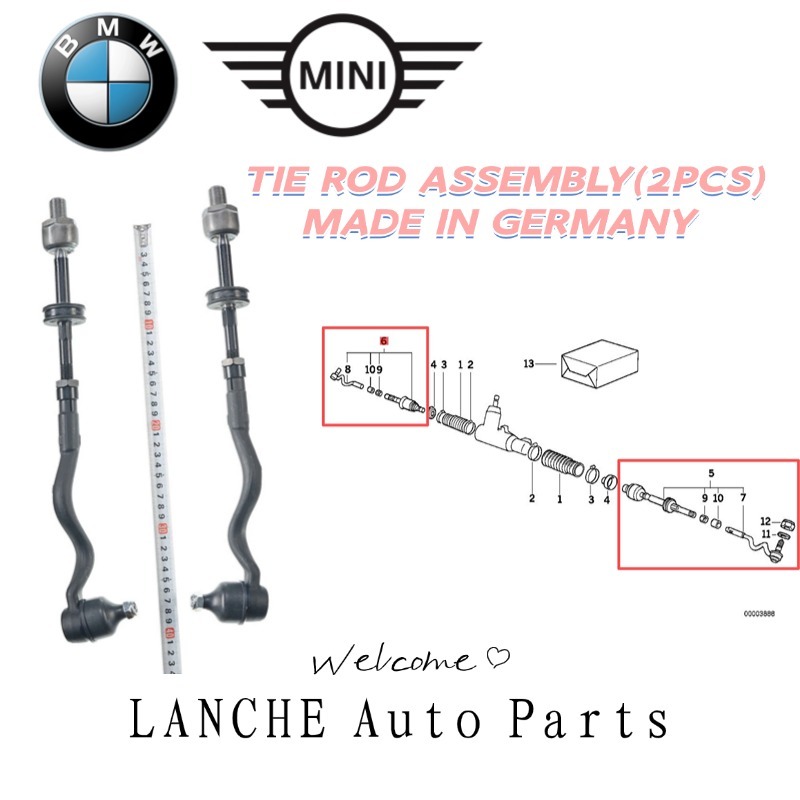 LEMFORDER GERMANY TIE ROD ASSEMBLY(L+R)BMW E36 318i 320i 323i 325i 328i Z3 E36 1.8 1.9 2.0 2.2 2.5 3