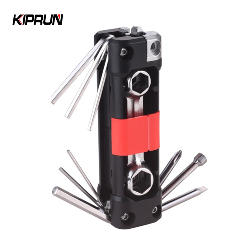 KIPRUN ชุดเครื่องมือมัลติฟังก์ชั่น, 14 in 1 MTB Multitool ชุดเครื่องมือซ่อมจักรยานแบบพกพา, ไขควงประแจหกเหลี่ยม