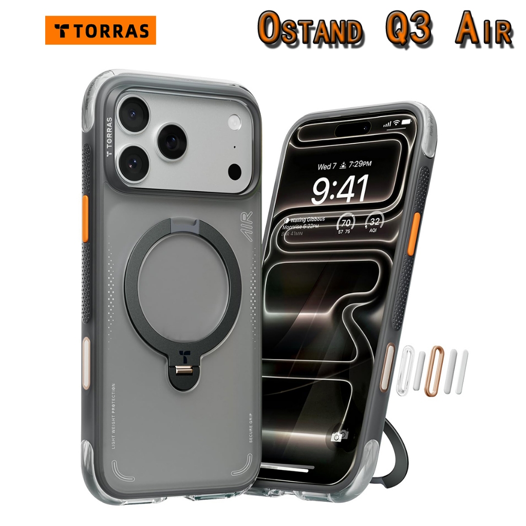 TORRAS Ostand Q3 Air Magnetic Stand เคสโทรศัพท์สําหรับ iPhone 17 Pro Max/17 Pro/16 Pro Max/16 Pro/15