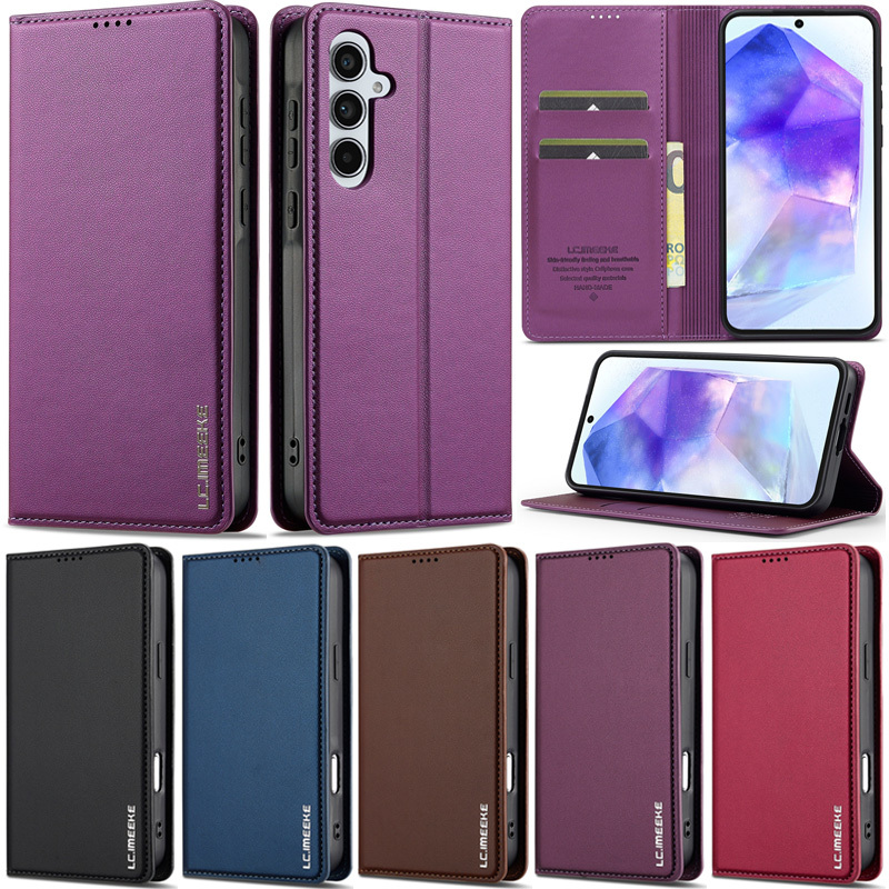 SAMSUNG หรูหราสําหรับSamsung Galaxy A17 A26 5G A56 A36 S25 FE A55 A35 A54 A34 A53 A52 A14 A15 S20 FE Retroหนังสือกระเป๋าสตางค์หนังช่องใส่การ์ดพลิกผิวป้องกันขาตั้งฝาครอบกรณี