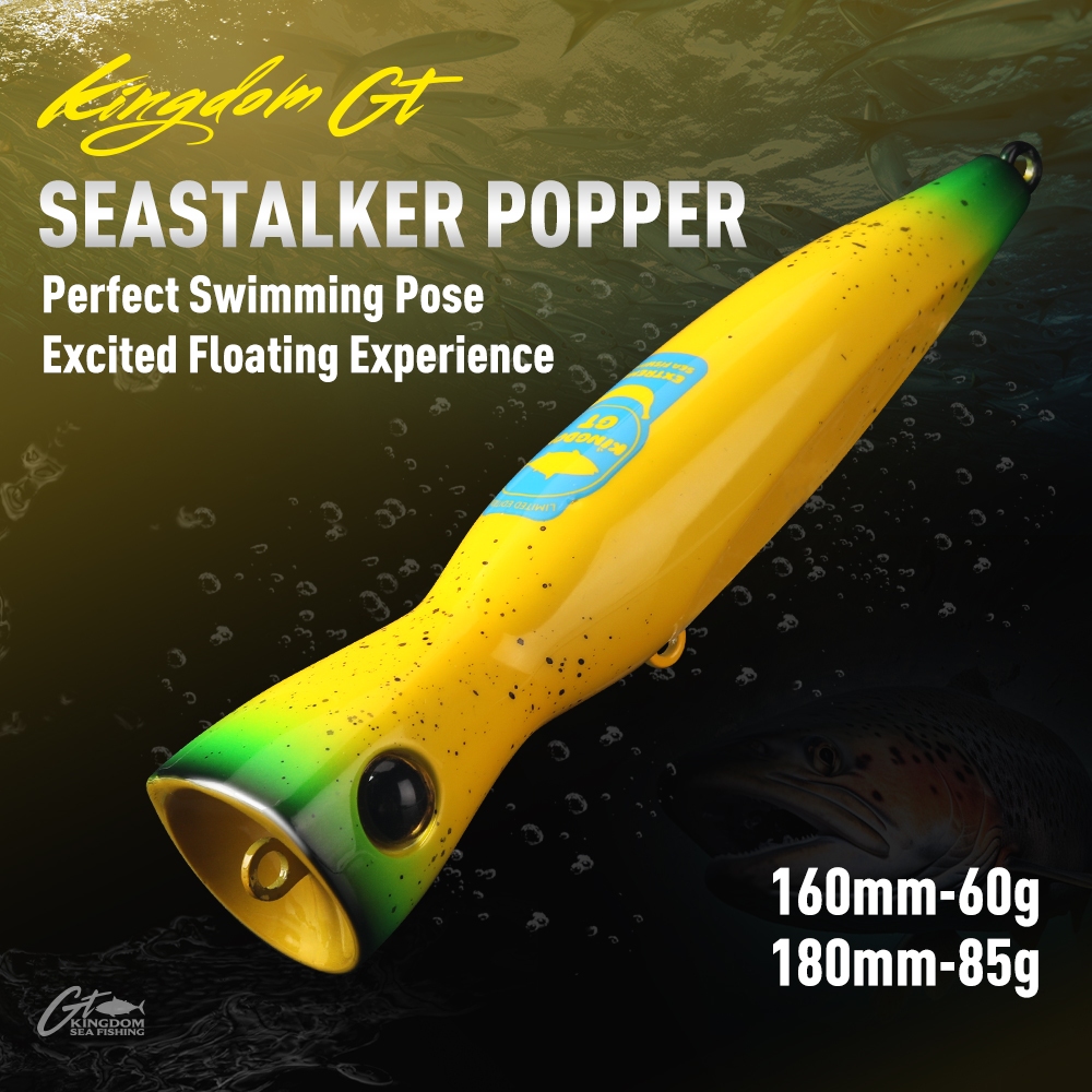 Kingdom SESTALKER ตกปลาทะเล Lure Popper 160 มม./180 มม.60g/85g ลอย Topwater เหยื่อ Hard เหยื่อ Baitsfishing Lure Wobblers สําหรับ GT Tuna ปลาดาบ Sea Bass