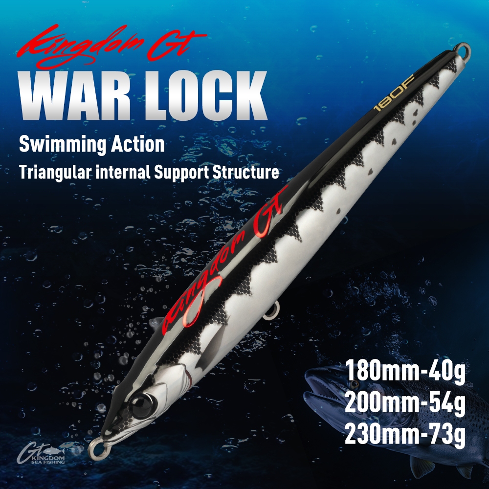 Kingdom WAR LOCK ตกปลาทะเล Lure ดินสอ 180 มม./200 มม./230 มม.40g/54g/73g ลอย Topwater เหยื่อ Hard เหยื่อ Baitsfish Lure Wobblers สําหรับ GT Tuna ปลาดาบ Sea Bass