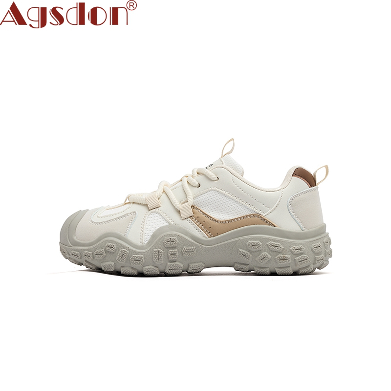 Agsond รองเท้าผ้าใบผู้หญิงสไตล์ใหม่กันลื่นน้ําหนักเบาเดินป่าหนา soled แฟชั่นทุกการแข่งขัน 2 สีที่มีอยู่