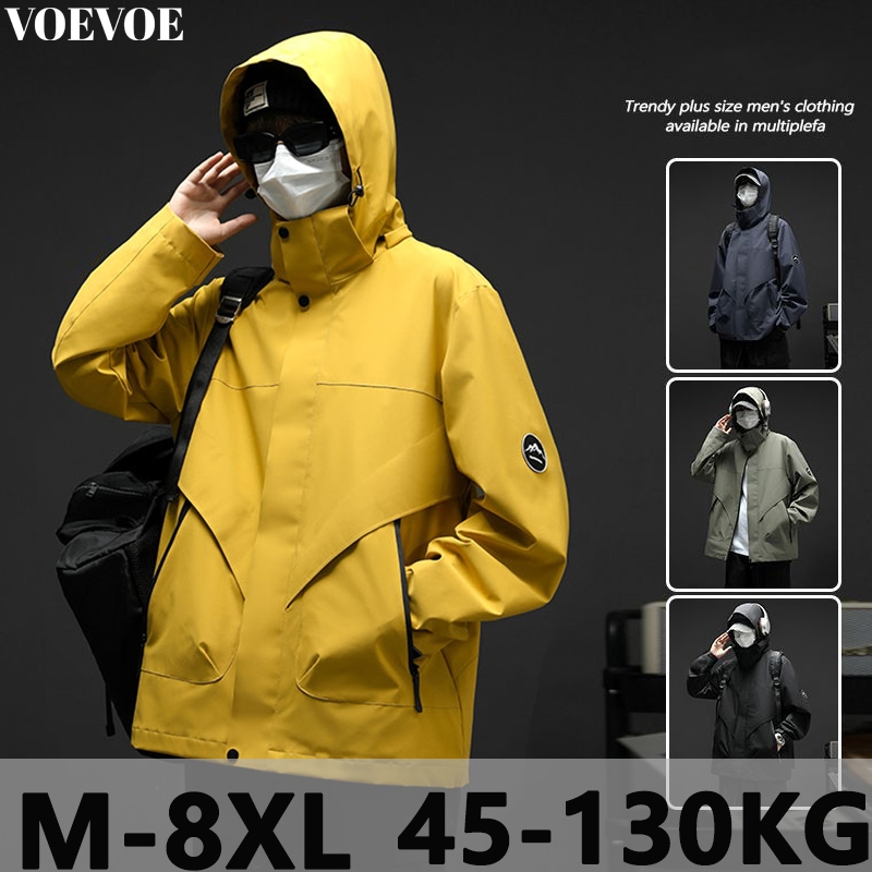 เสื้อแจ็คเก็ตสำหรับผู้ชายไซส์ใหญ่ M-8XL กันฝนและลม