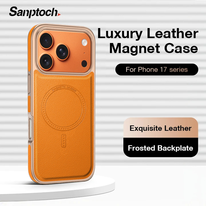 Sanptoch พรีเมี่ยมหนังแม่เหล็กเคสโทรศัพท์สําหรับ iPhone 17 16 15 14 13 Pro Max หรูหรา Skin-Fried สําหรับ iPhone 17 Pro Max Matte ป้องกันลายนิ้วมือกันกระแทกป้องกันปลอก